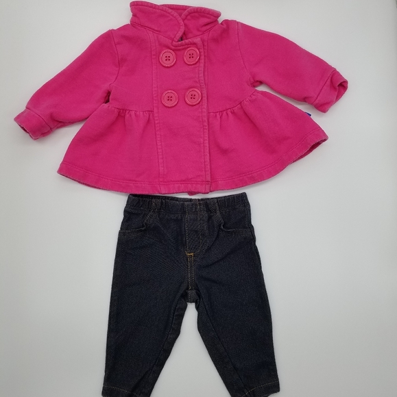 Zutano Other - Zutano pink button up coat with jegging jeans